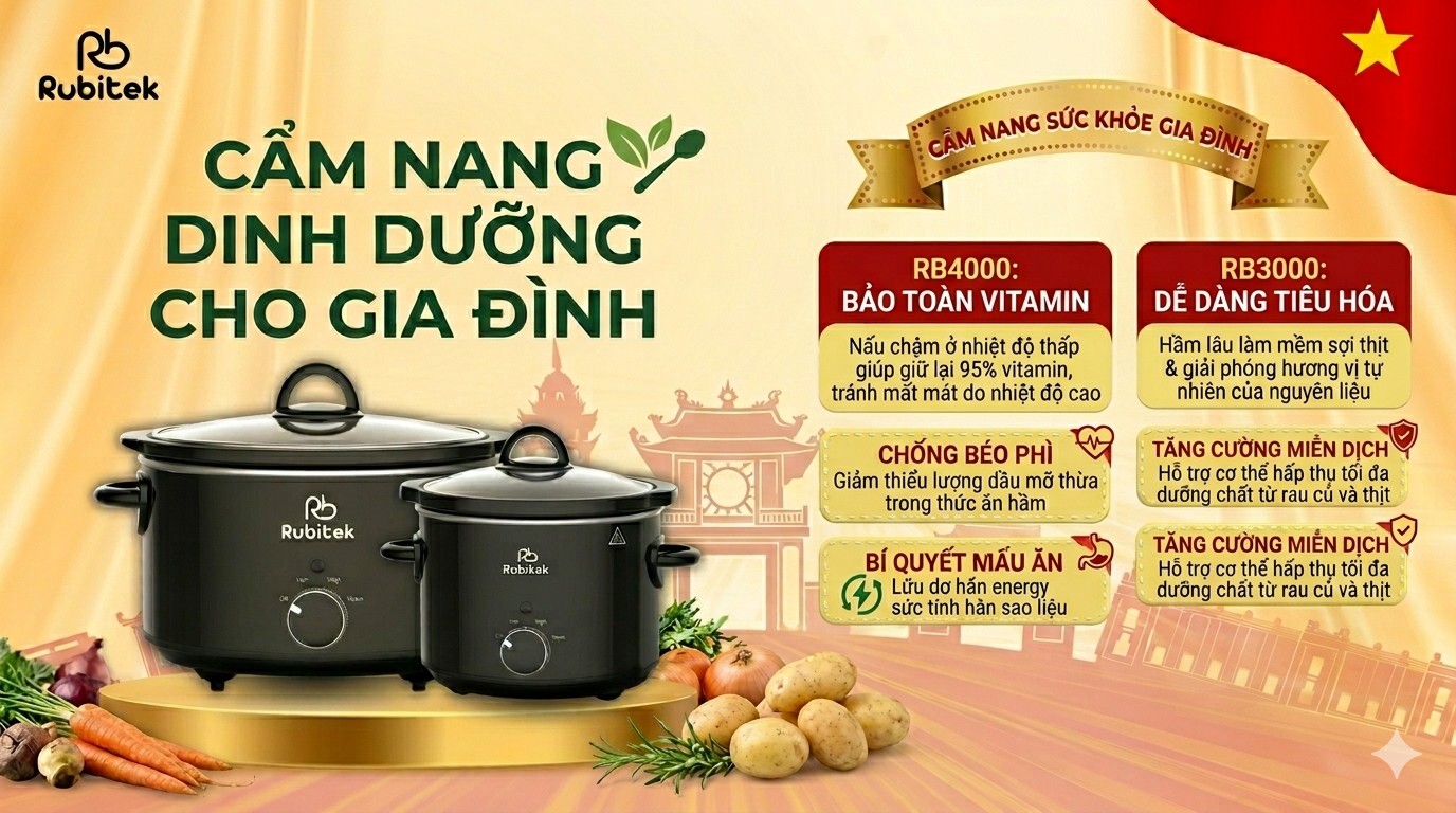 Nồi nấu chậm Robitek: Giữ trọn&nbsp; dinh dưỡng cho gia đình